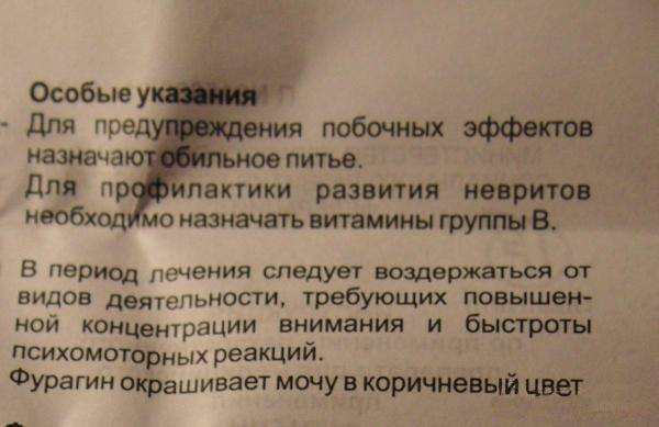 Фурагін при лікуванні циститу